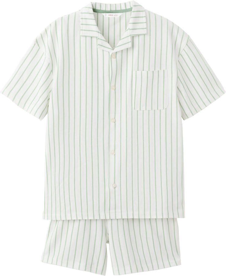 Mango Kids shortama gestreept groen