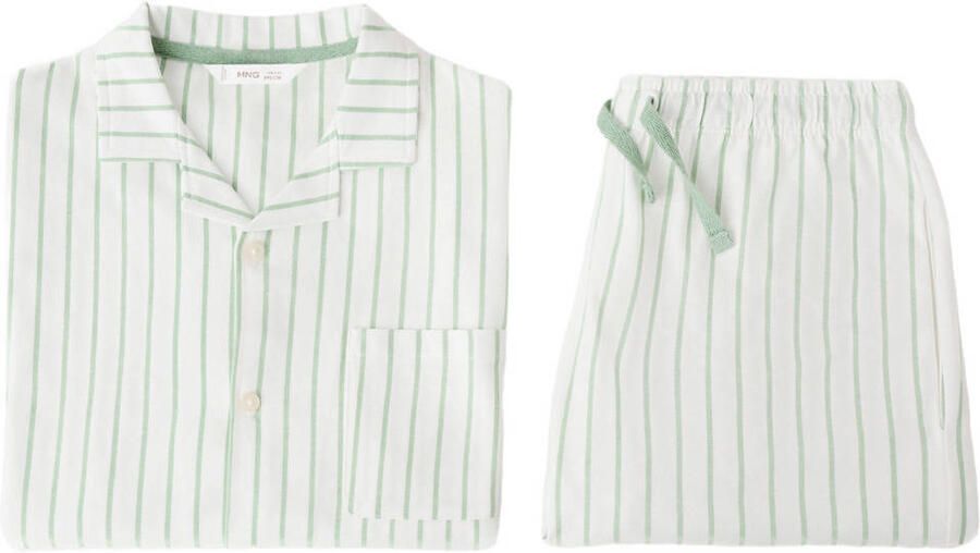 Mango Kids shortama gestreept groen - Foto 3