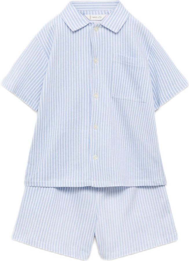 Mango Kids shortama lichtblauw wit - Foto 1
