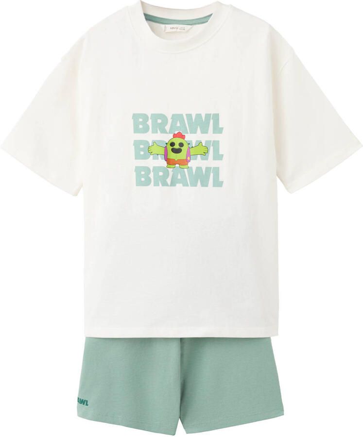 Mango Kids shortama lichtgroen ecru