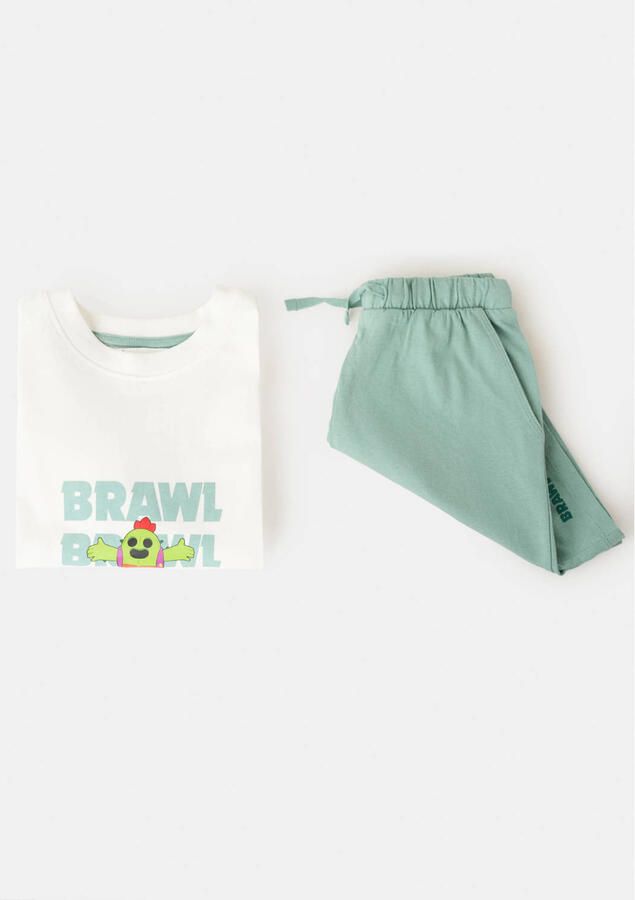 Mango Kids shortama lichtgroen ecru - Foto 3