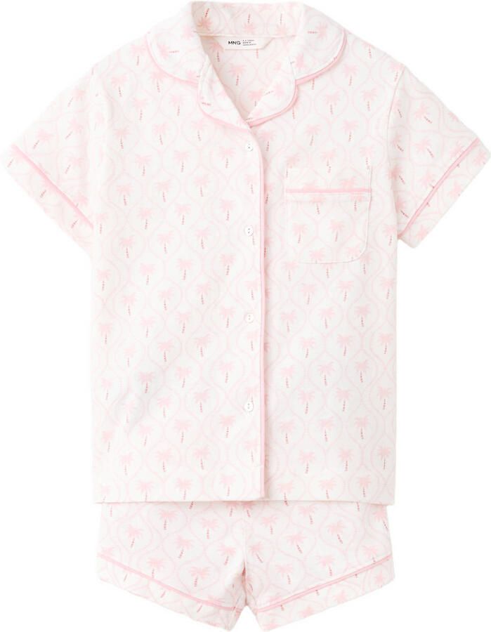 Mango Kids shortama met all over print lichtroze