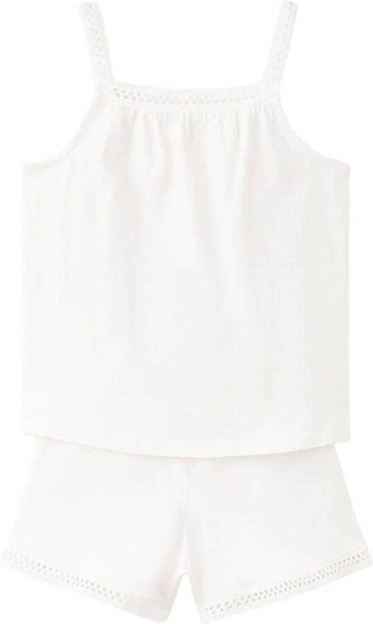 Mango Kids shortama met broderie wit
