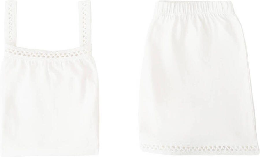 Mango Kids shortama met broderie wit - Foto 2
