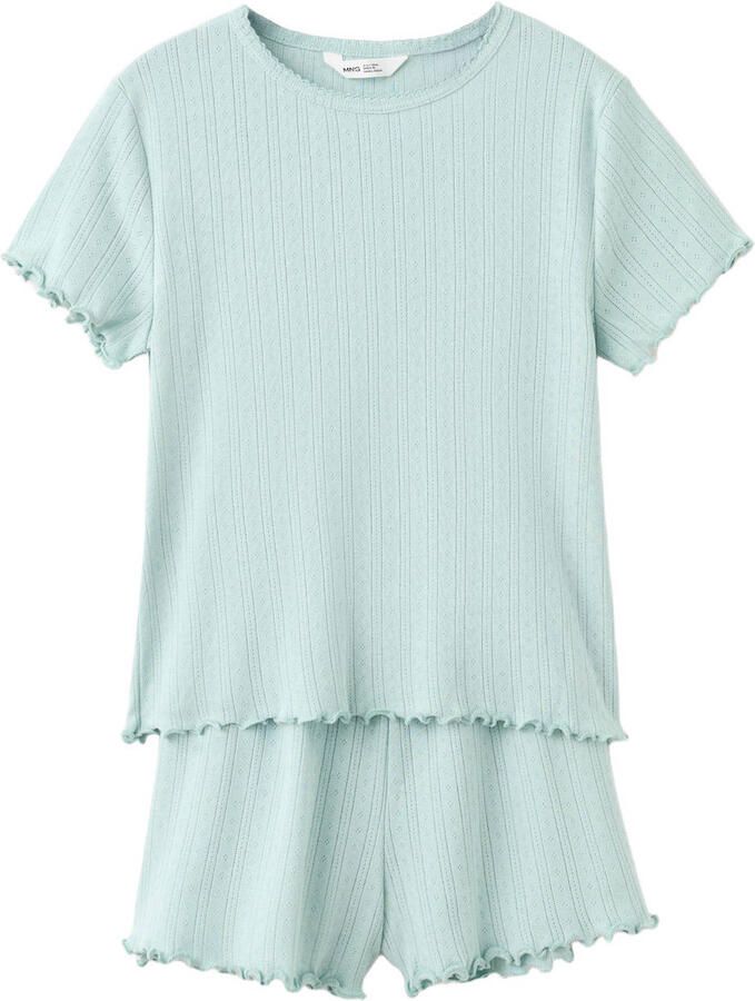 Mango Kids shortama turquoise fijn gebreid