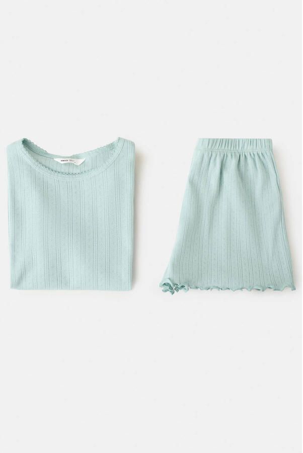 Mango Kids shortama turquoise fijn gebreid - Foto 3