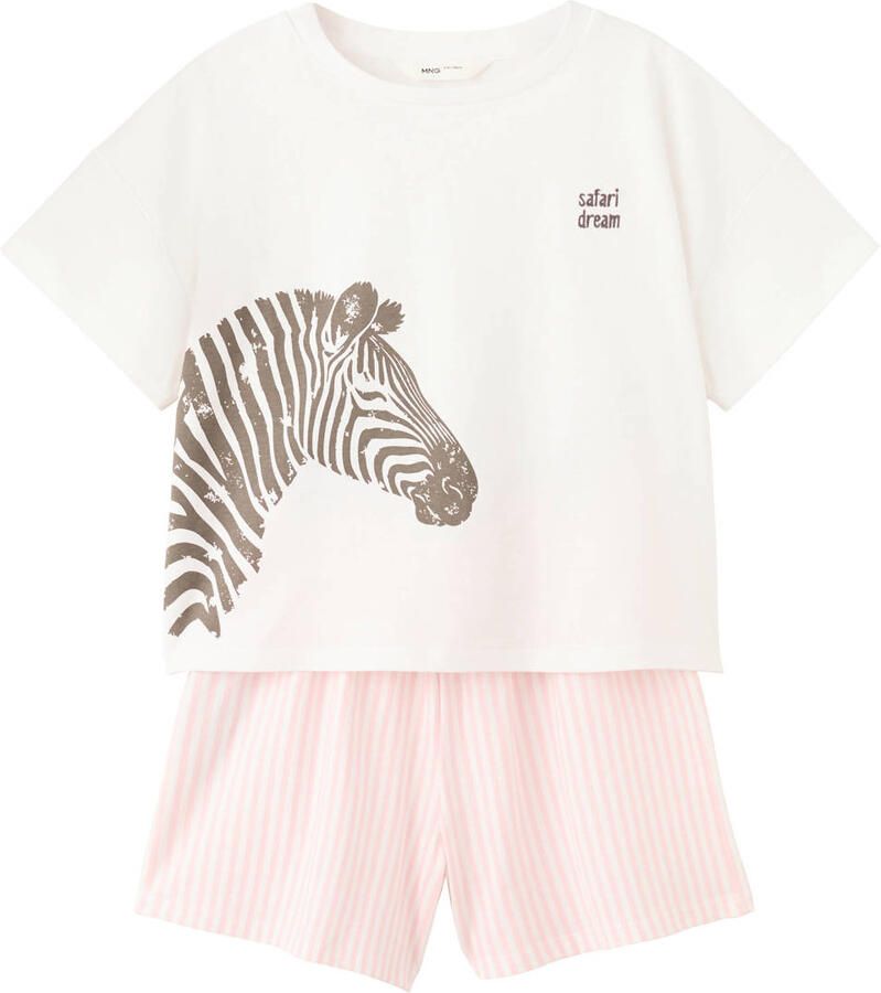 Mango Kids shortama wit roze