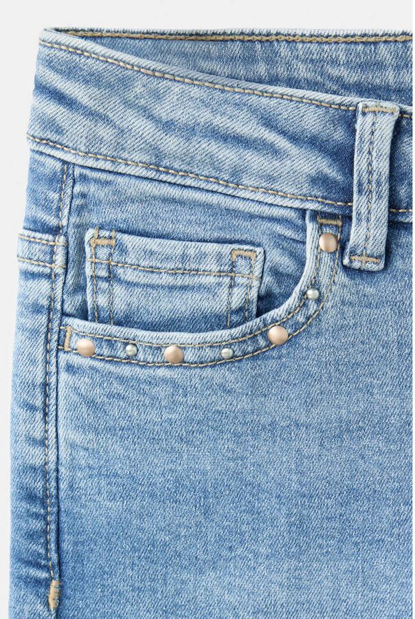 Mango Kids slim fit jeans met studs lichtblauw - Foto 2
