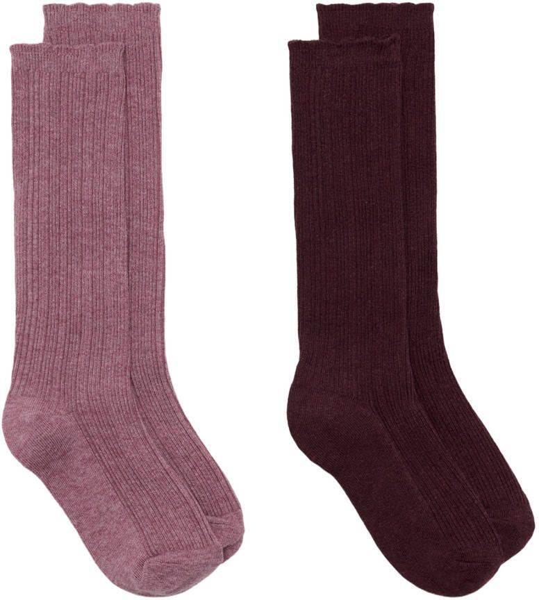 Mango Kids sokken donkerrood rood (set van 2)