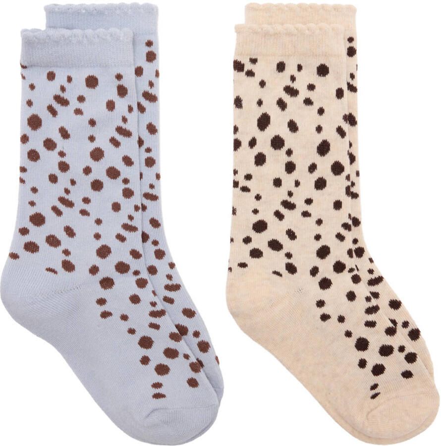 Mango Kids sokken met print lichtblauw beige (set van 2)
