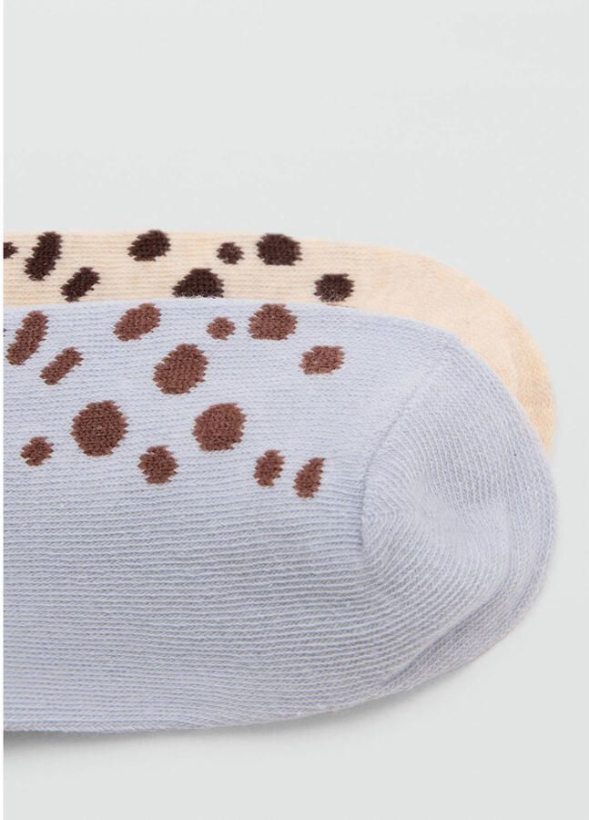 Mango Kids sokken met print lichtblauw beige (set van 2) - Foto 2