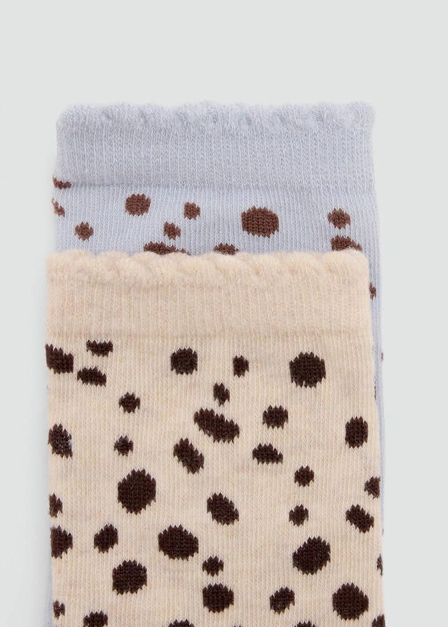 Mango Kids sokken met print lichtblauw beige (set van 2) - Foto 3