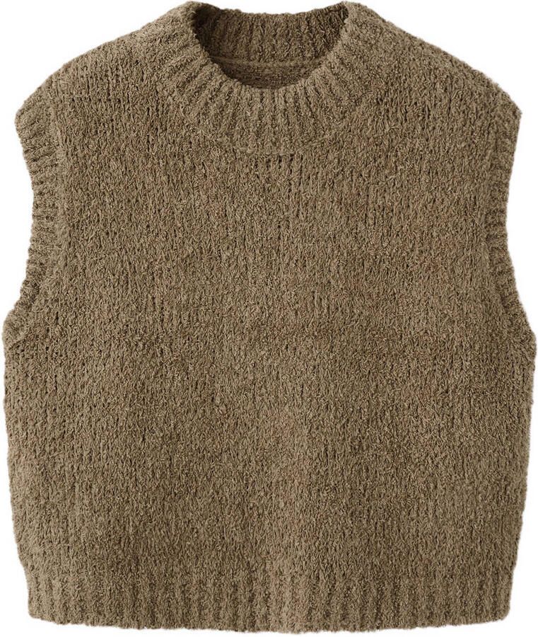 Mango Kids spencer bruin grof gebreid
