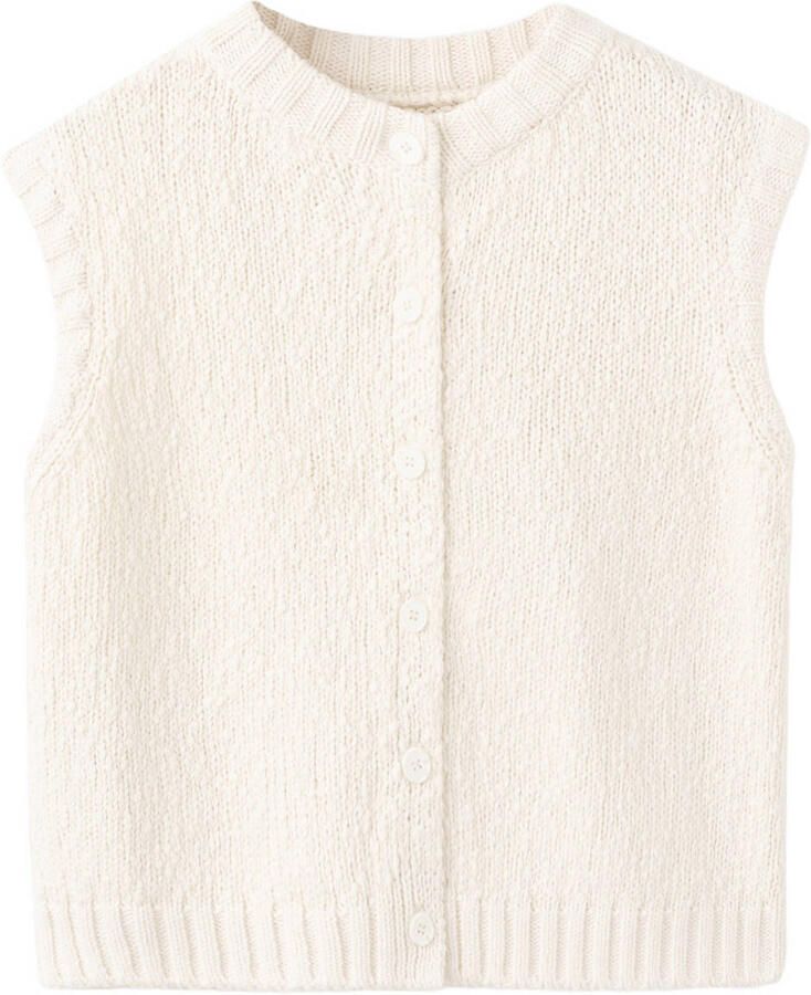 Mango Kids spencer ecru fijn gebreid
