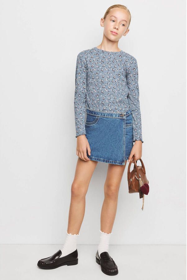 Mango Kids spijker skort middelblauw - Foto 3