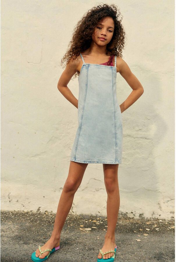 Mango Kids spijkerjurk light blue denim