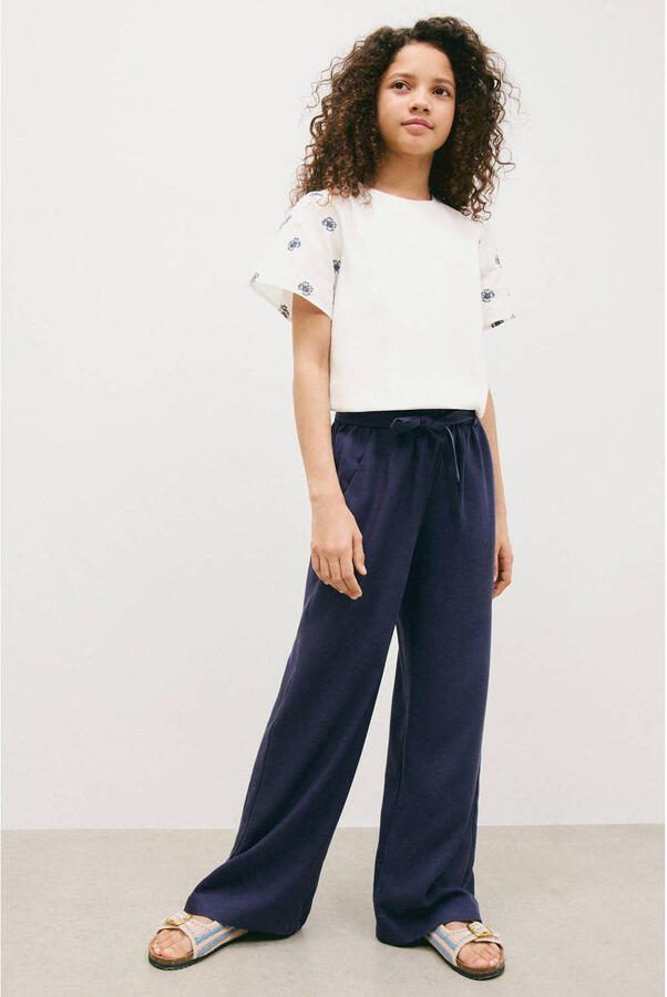 Mango Kids straight casual broek donkerblauw