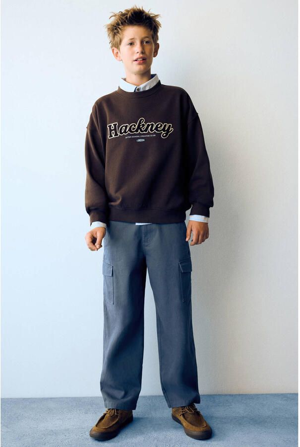 Mango Kids straight leg cargobroek blauw