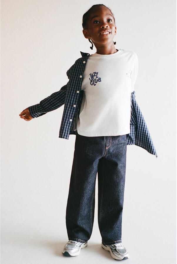 Mango Kids straight leg jeans donkerblauw - Foto 3