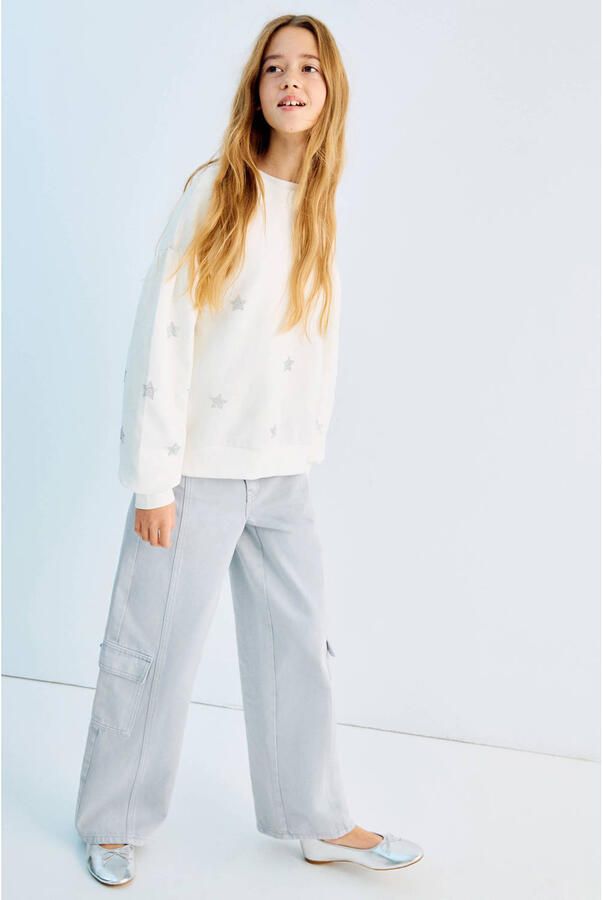Mango Kids straight leg jeans light blue denim