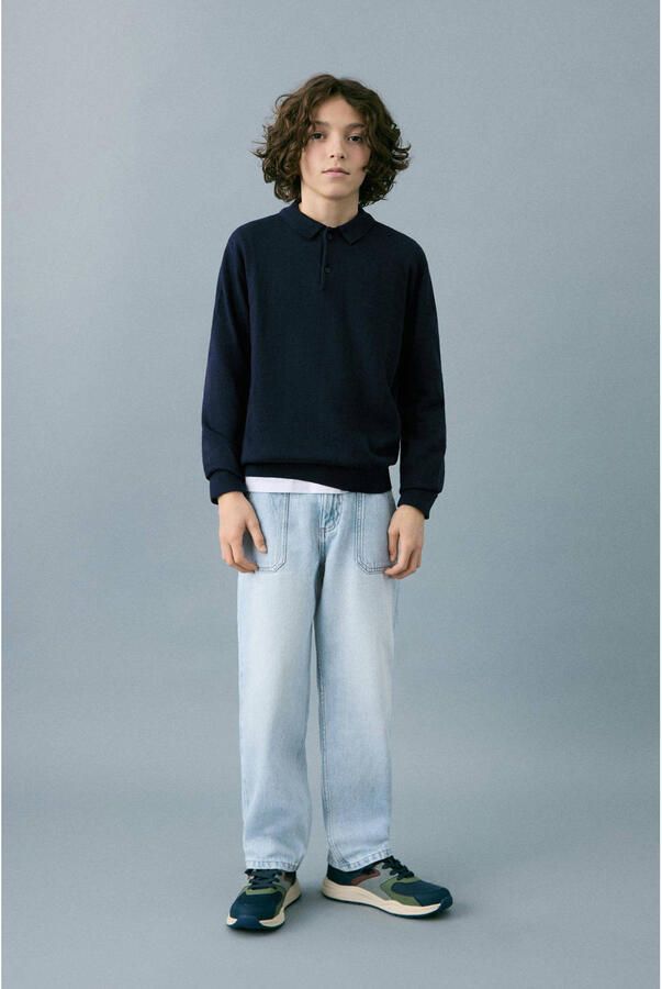 Mango Kids straight leg jeans light blue denim