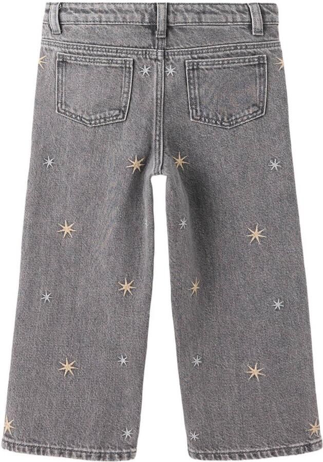 Mango Kids straight leg jeans met borduursels en sterren grey denim - Foto 2