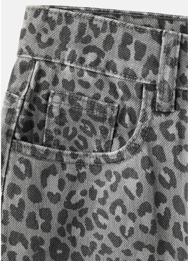 Mango Kids straight leg jeans met panterprint antraciet - Foto 2