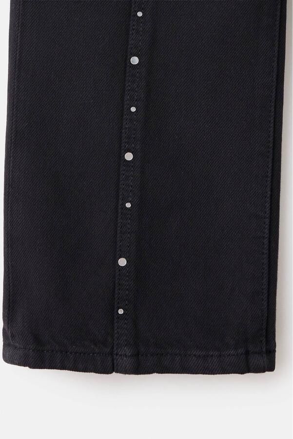 Mango Kids straight leg jeans met studs changeant grijs Zwart Meisjes Denim