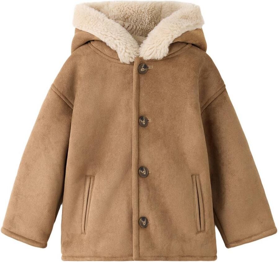 Mango Kids suèdelook winterlammy coat middenbruin