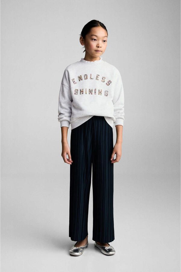 Mango Kids sweater grijs melange met pailletten - Foto 3