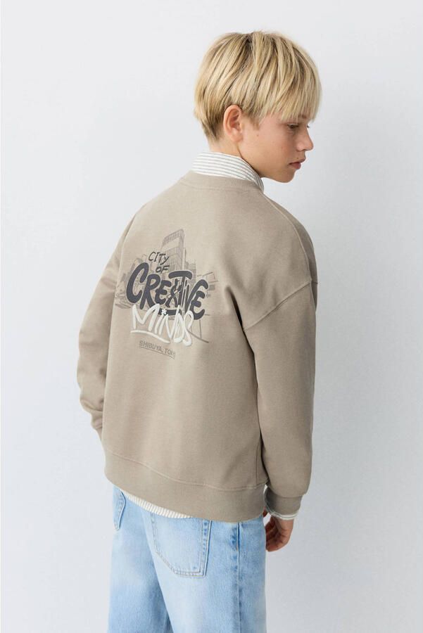 Mango Kids sweater lichtbruin - Foto 3