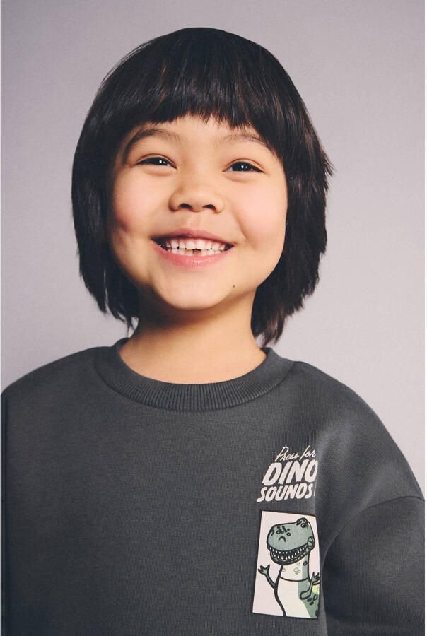 Mango Kids sweater met backprint antraciet - Foto 3