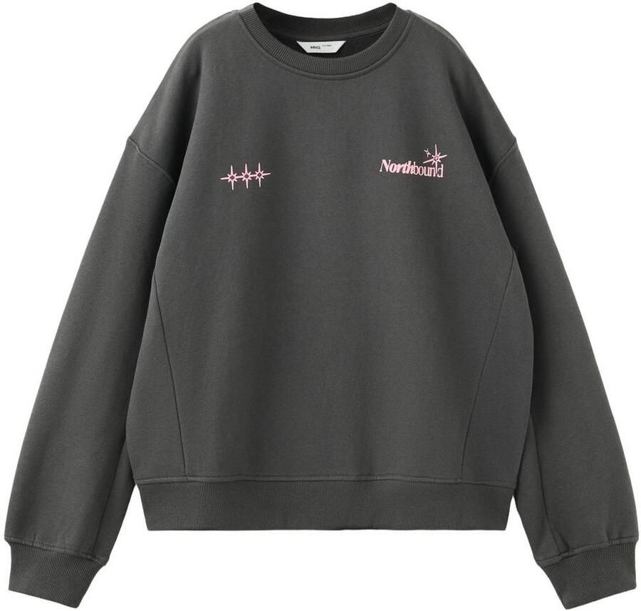 Mango Kids sweater met backprint antraciet
