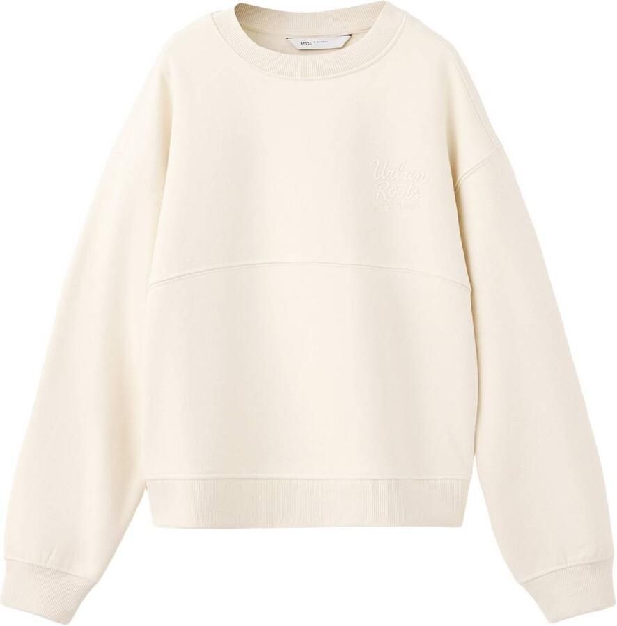 Mango Kids sweater met backprint beige Backprint