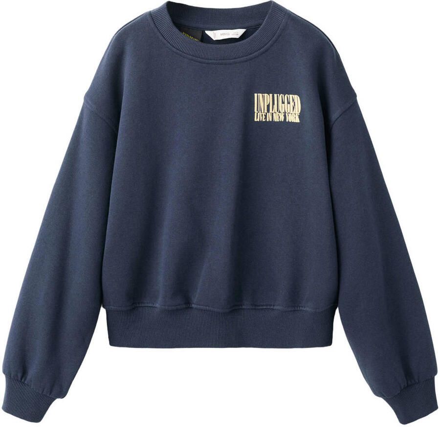 Mango Kids sweater met backprint donkerblauw