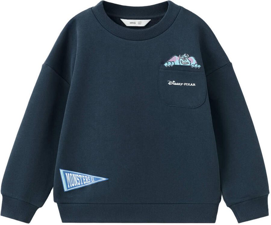 Mango Kids sweater met backprint donkerblauw