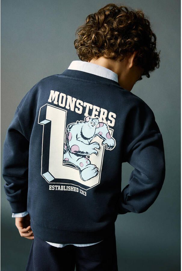 Mango Kids sweater met backprint donkerblauw - Foto 2