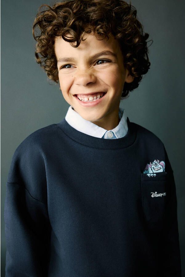 Mango Kids sweater met backprint donkerblauw - Foto 3