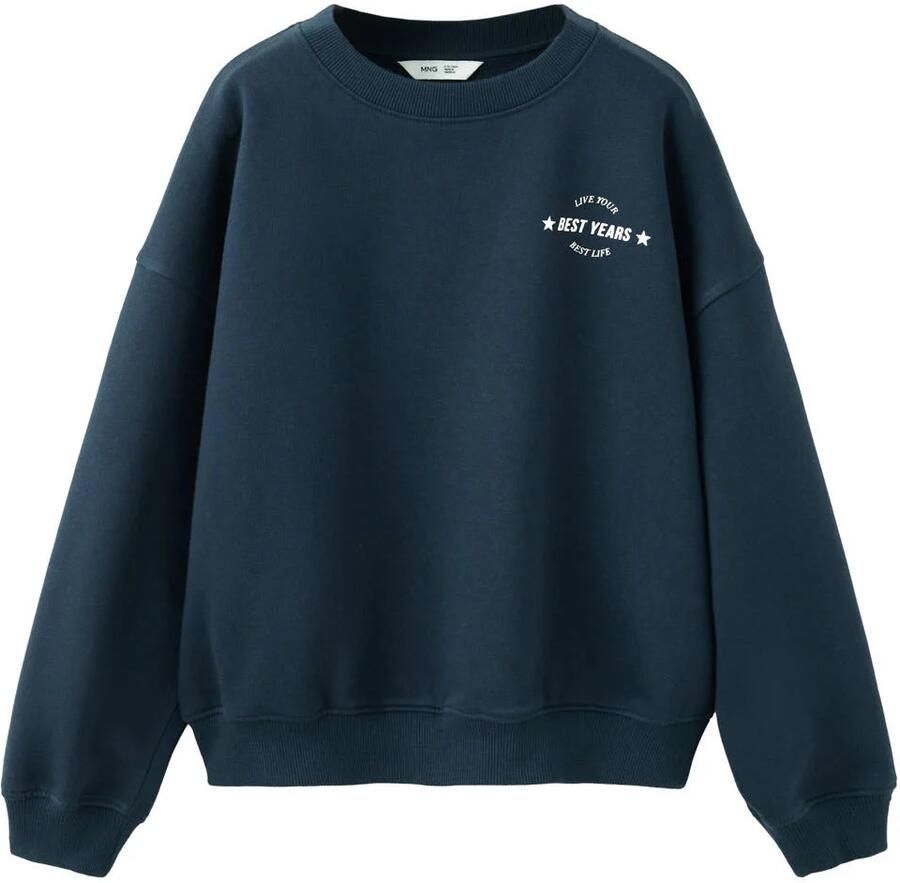 Mango Kids sweater met backprint donkerblauw