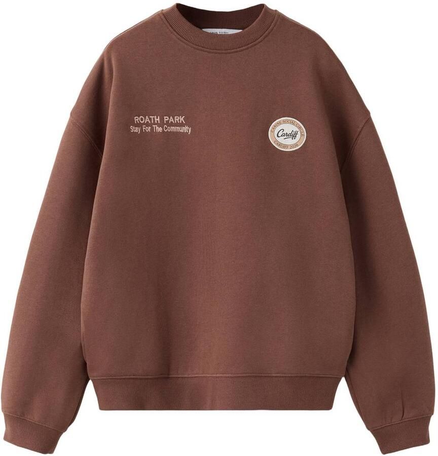 Mango Kids sweater met backprint donkerbruin