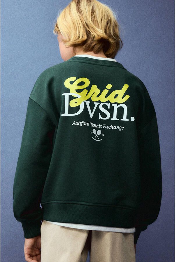 Mango Kids sweater met backprint donkergroen - Foto 2