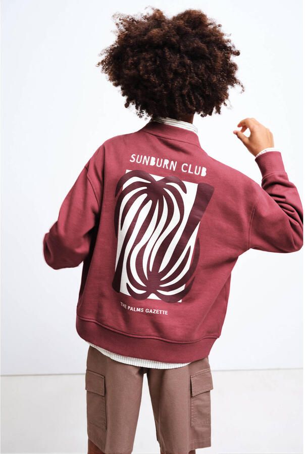 Mango Kids sweater met backprint donkerrood - Foto 3