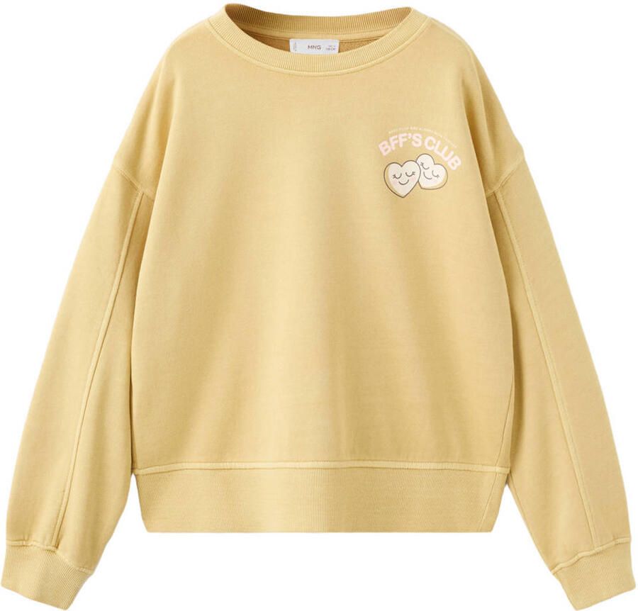 Mango Kids sweater met backprint geel