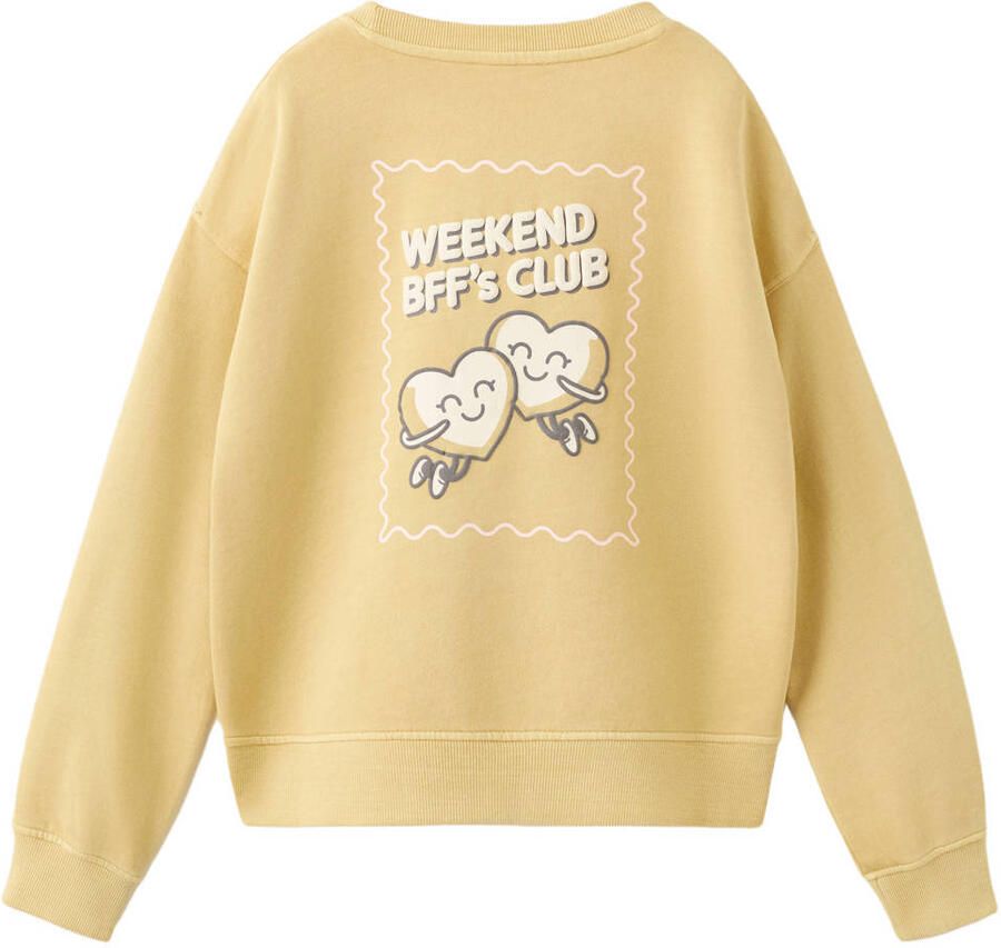 Mango Kids sweater met backprint geel - Foto 2