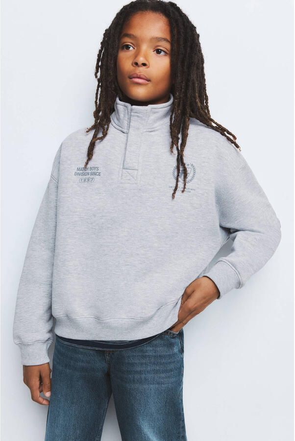 Mango Kids sweater met backprint grijs