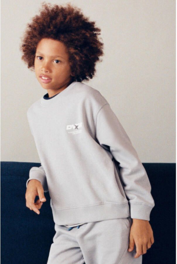 Mango Kids sweater met backprint grijs