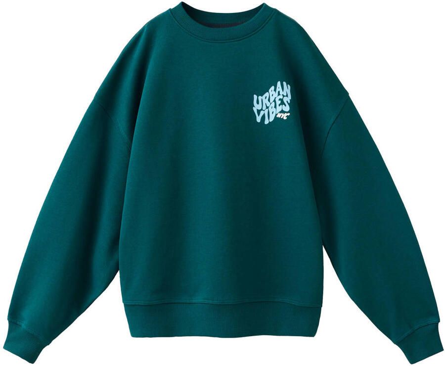 Mango Kids sweater met backprint groen
