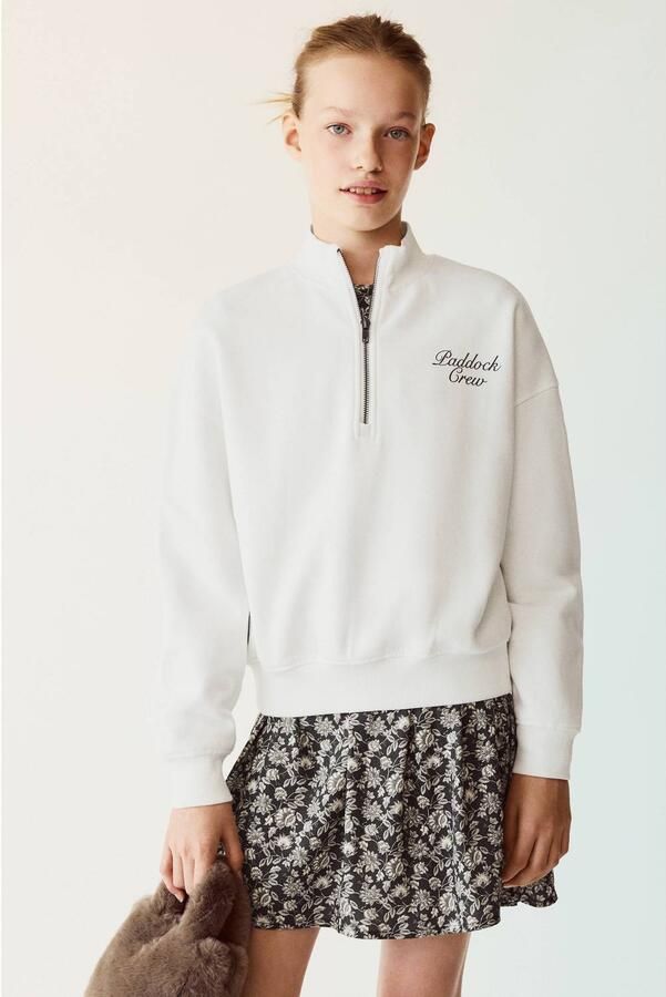Mango Kids sweater met backprint naturel wit