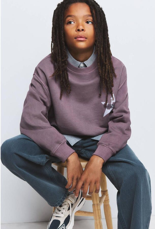 Mango Kids sweater met backprint paars - Foto 2