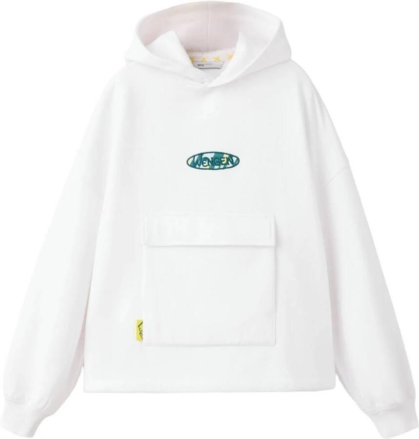 Mango Kids sweater met backprint wit groen